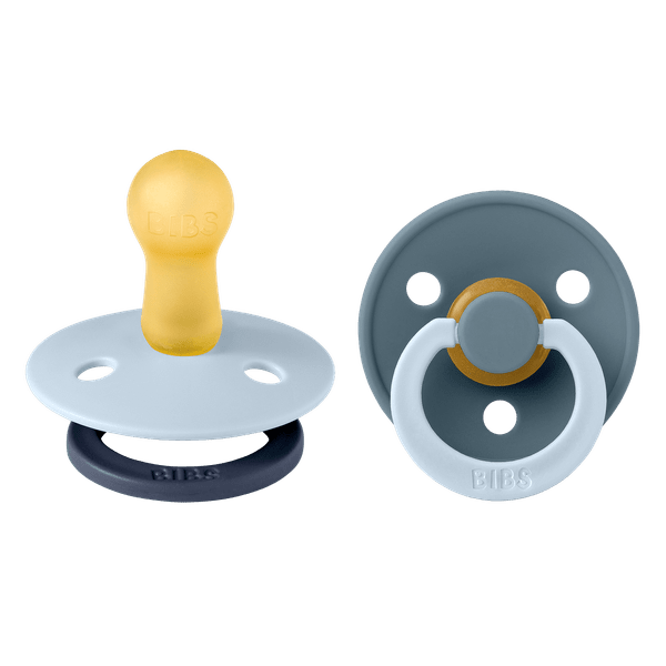 BIBS Πιπίλες Colour Round Latex Fusion Baby Blue/Petrol No2