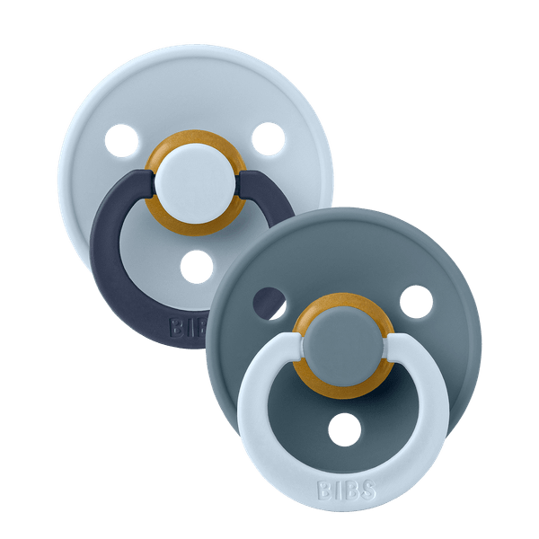 BIBS Πιπίλες Colour Round Latex Fusion Baby Blue/Petrol No2