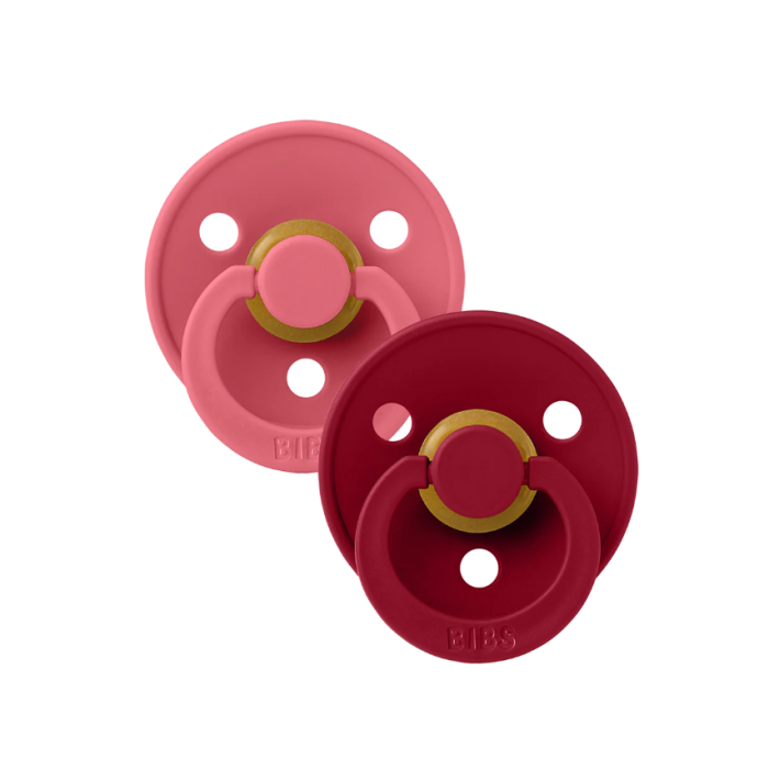 Bibs Πιπίλες Colour Round Latex No1 Coral/Ruby