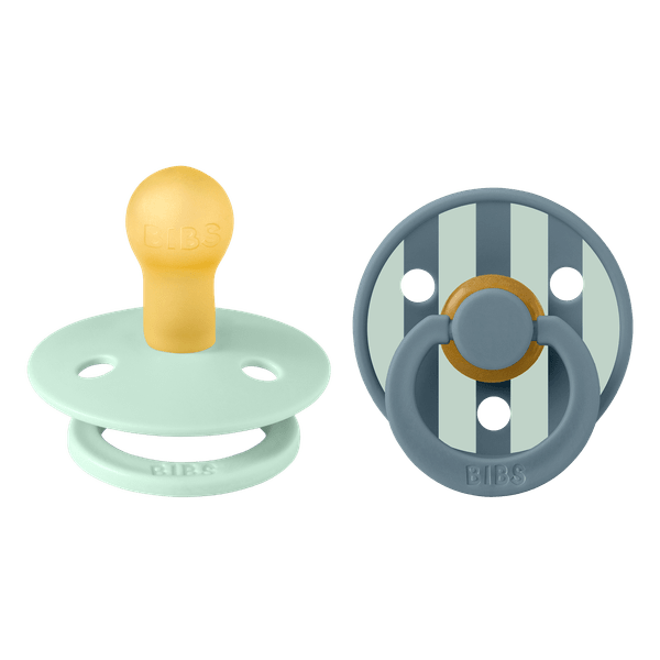 BIBS Studio Collection Σετ Πιπίλες 2τμχ Block Nordic Mint/Petrol Mix Στρόγγυλη No1