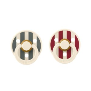 BIBS  Studio Collection Σετ Πιπίλες 2τμχ Block Ruby/Pine Mix Στρόγγυλη No2