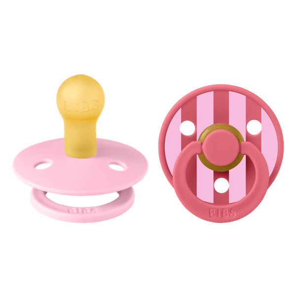 BIBS  Studio Collection Σετ Πιπίλες 2τμχ  Block Baby Pink Coral Mix Στρόγγυλη No1
