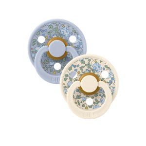 BIBS x Liberty Πιπίλες Colour Round Καουτσούκ 2τμχ Eloise / Dusty Blue Mix No2