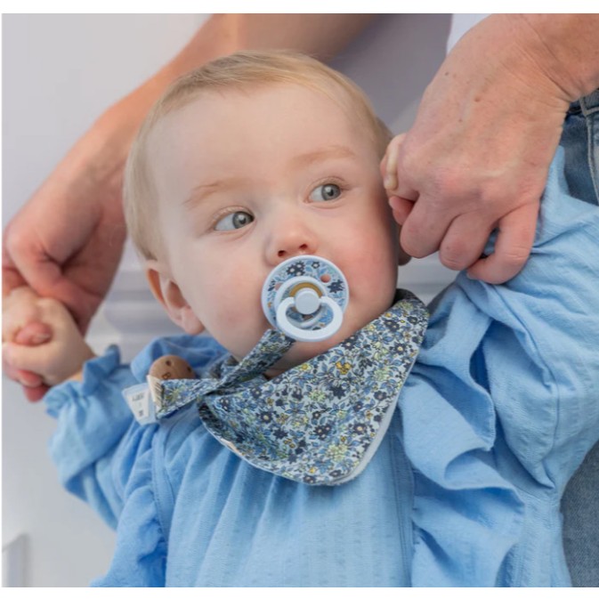 BIBS x Liberty Πιπίλες Colour Round Καουτσούκ 2τμχ Camomile Lawn / Baby Blue Mix No1