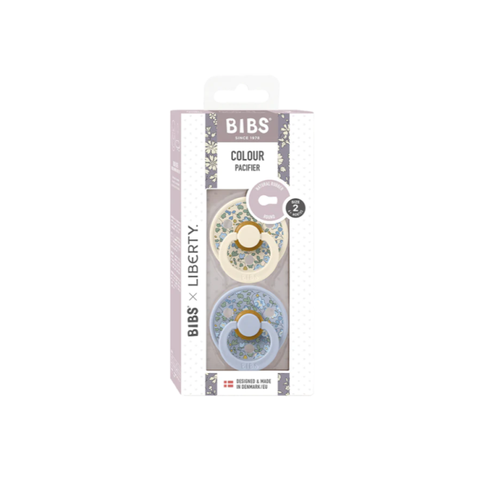 BIBS x Liberty Πιπίλες Colour Round Καουτσούκ 2τμχ Eloise / Dusty Blue Mix No2