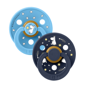 BIBS X Μoomins Colour Σετ Πιπίλες 2τμχ – Goodnight Breeze/Deep Space Mix Στρόγγυλη No1