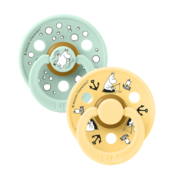 BIBS X Μoomins Colour Σετ Πιπίλες 2τμχ – Sailing Nordic Mint/Pale Butter Mix Στρόγγυλη No1