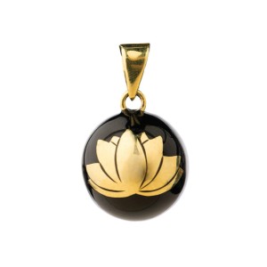 Bola Μενταγιόν Εγκυμοσύνης Μαύρο Με Χρυσό Λουλούδι Λωτός Bola Μενταγιόν Εγκυμοσύνης Μαύρο Με Χρυσό Λουλούδι Λωτός