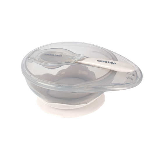 Μπολ Φαγητού με Κουτάλι Μπεζ Kikka Boo