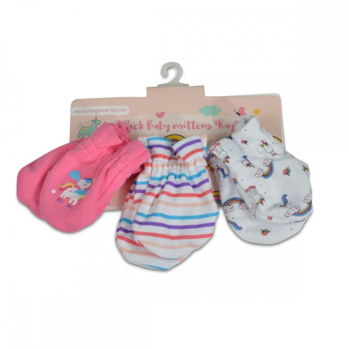 Βρεφικά Γαντάκια 3τμχ Baby Mittens Kay Ροζ Cangaroo