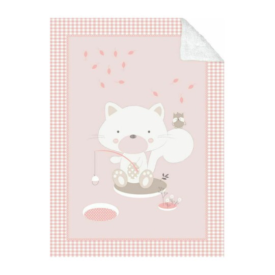 Βρεφική Βελουτέ Εξαιρετικά Απαλή Κουβέρτα Κούνιας 110/140 Polar Fisher Ροζ Kikkaboo