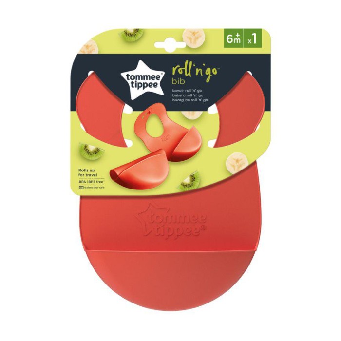 Βρεφική Σαλιάρα Σιλικόνης Roll N Go Πορτοκαλί Tommee Tippee