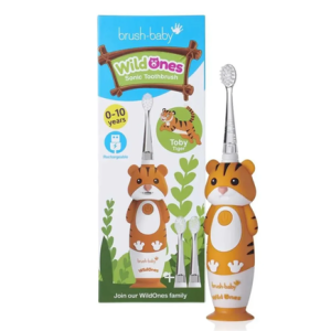 Brush Baby Επαναφορτιζόμενη Ηλεκτρική Οδοντόβουρτσα WildOnes 0-10 ετών Tiger Brush Baby Επαναφορτιζόμενη Ηλεκτρική Οδοντόβουρτσα WildOnes 0-10 ετών Tiger