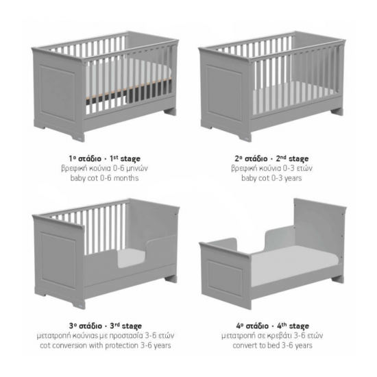 Casababy York Grey Βρεφικό Κρεβάτι Μετατρεπόμενο Σε Προεφηβικό Casababy York Grey Βρεφικό Κρεβάτι Μετατρεπόμενο Σε Προεφηβικό
