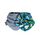 Cheeky Chompers Μπαντάνα Υφασμάτινη Με Κουμπί Dino & Ρίγες 2τμχ