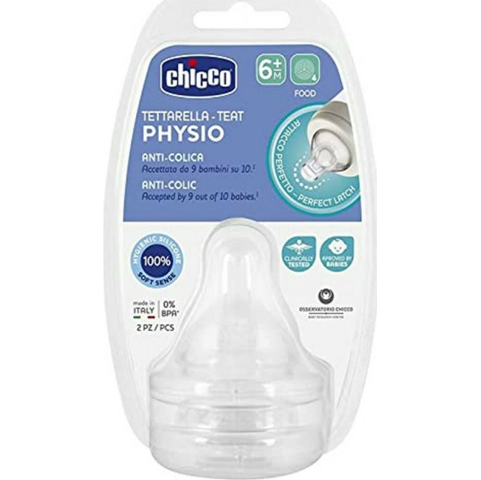 Chicco Physio Θηλές Από Σιλικόνη  Ροής Φαγητού Για 6+ Μηνών 2τμχ