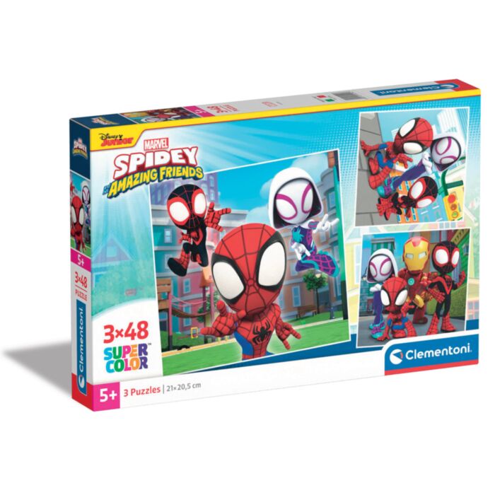 Clementoni Παιδικό Παζλ Super Color Marvel Spidey Και Οι Απίθανοι Φίλοι Του 3x48τμχ 5+ Χρονών