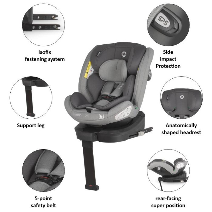 Coccolle Κάθισμα Αυτοκινήτου iSize 40-150 cm Sidra Moonlit Γκρι Coccolle Κάθισμα Αυτοκινήτου iSize 40-150 cm Sidra Moonlit Γκρι