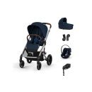 CYBEX Πολυκαρότσι 3in1 Balios S Lux 2024-2025 Silver Frame Ocean Blue Με Κάθισμα Cloud G i-size Plus Ocean Blue + Βάση Isofix Base G