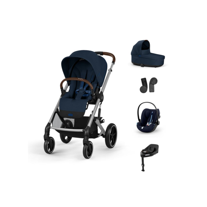 CYBEX Πολυκαρότσι 3in1 Balios S Lux 2024-2025 Silver Frame Ocean Blue Με Κάθισμα Cloud G i-size Plus Ocean Blue + Βάση Isofix Base G