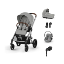 CYBEX Πολυκαρότσι 3in1 Balios S Lux 2024-2025 Silver Frame Stone Grey Με Κάθισμα Cloud G i-size Plus Stone Grey + Βάση Isofix Base G