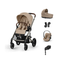 CYBEX Πολυκαρότσι 3in1 Balios S Lux 2024-2025 Taupe Frame Almond Beige Με Κάθισμα Cloud G i-size Plus Almond Beige + Βάση Isofix Base G