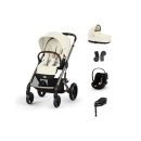 CYBEX Πολυκαρότσι 3in1 Balios S Lux 2024-2025 Taupe Frame Seashell Beige Με Κάθισμα Cloud G i-size Plus Moon Black + Βάση Isofix Base G