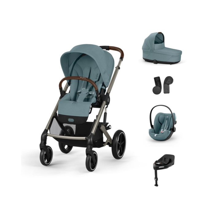 CYBEX Πολυκαρότσι 3in1 Balios S Lux 2024-2025 Taupe Frame Stormy Blue Με Κάθισμα Cloud G i-size Plus Stormy Blue + Βάση Isofix Base G