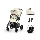 CYBEX Πολυκαρότσι 3in1 Balios S Lux 2024-2025 TPE Seashell Beige Με Κάθισμα Cloud G i-size Plus Moon Black