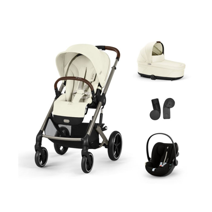 CYBEX Πολυκαρότσι 3in1 Balios S Lux 2024-2025 TPE Seashell Beige Με Κάθισμα Cloud G i-size Plus Moon Black