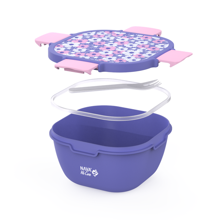 Δοχείο Φαγητού Πλαστικό Τετράγωνο We Care Μωβ 1700ml Nava Δοχείο Φαγητού Πλαστικό Τετράγωνο We Care Μωβ 1700ml Nava