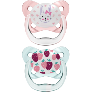 Dr Brown Ορθοδοντικές Πιπίλες Σιλικόνης PreVent 0-6m Ροζ/Μέντα