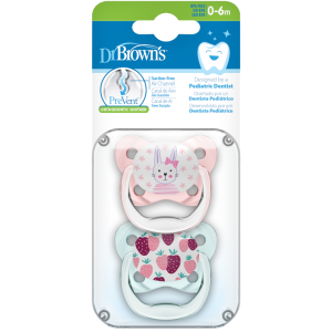 Dr Brown Ορθοδοντικές Πιπίλες Σιλικόνης PreVent 0-6m Ροζ/Μέντα Dr Brown Ορθοδοντικές Πιπίλες Σιλικόνης PreVent 0-6m Ροζ/Μέντα