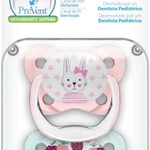 Dr Brown Ορθοδοντικές Πιπίλες Σιλικόνης PreVent 0-6m Ροζ/Μέντα