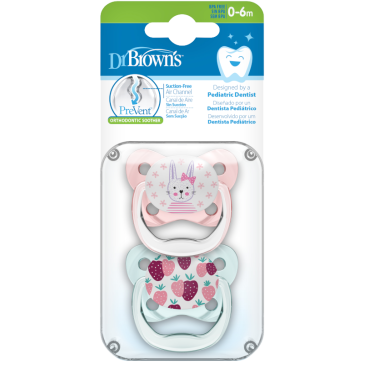 Dr Brown Ορθοδοντικές Πιπίλες Σιλικόνης PreVent 0-6m Ροζ/Μέντα Dr Brown Ορθοδοντικές Πιπίλες Σιλικόνης PreVent 0-6m Ροζ/Μέντα