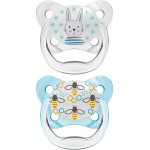 Dr Brown Ορθοδοντικές Πιπίλες Σιλικόνης PreVent 0-6m Σιελ/Γκρι