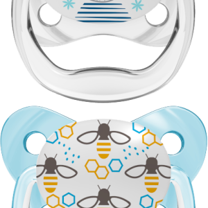 Dr Brown Ορθοδοντικές Πιπίλες Σιλικόνης PreVent 0-6m Σιελ/Γκρι