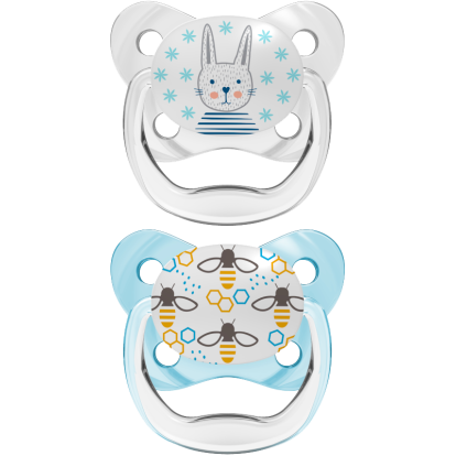 Dr Brown Ορθοδοντικές Πιπίλες Σιλικόνης PreVent 0-6m Σιελ/Γκρι