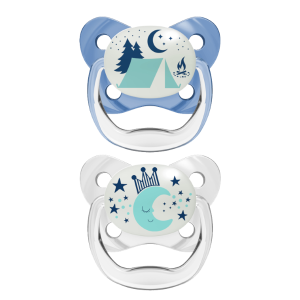 Dr Brown Ορθοδοντικές Πιπίλες Σιλικόνης PreVent Night 6-18m Μπλε/Γκρι