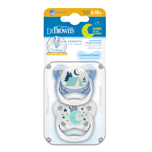 Dr Brown Ορθοδοντικές Πιπίλες Σιλικόνης PreVent Night 6-18m Μπλε/Γκρι Dr Brown Ορθοδοντικές Πιπίλες Σιλικόνης PreVent Night 6-18m Μπλε/Γκρι