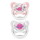 Dr Brown Ορθοδοντικές Πιπίλες Σιλικόνης PreVent Night 6-18m Ροζ/Γκρι Dr Brown Ορθοδοντικές Πιπίλες Σιλικόνης PreVent Night 6-18m Ροζ/Γκρι