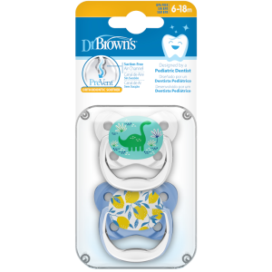 Dr Brown Ορθοδοντικές Πιπίλες Σιλικόνης Πεταλούδα PreVent 6-18m Grey/Blue