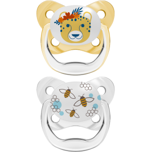 Dr Brown Ορθοδοντικές Πιπίλες Σιλικόνης Πεταλούδα PreVent 6-18m Κίτρινο-Γκρι