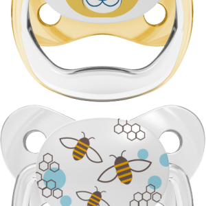 Dr Brown Ορθοδοντικές Πιπίλες Σιλικόνης Πεταλούδα PreVent 6-18m Κίτρινο-Γκρι