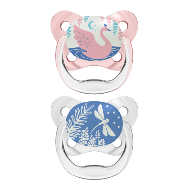 Dr Brown Ορθοδοντικές Πιπίλες Σιλικόνης Πεταλούδα PreVent Night 0-6m Ροζ/Γκρι Dr Brown Ορθοδοντικές Πιπίλες Σιλικόνης Πεταλούδα PreVent Night 0-6m Ροζ/Γκρι