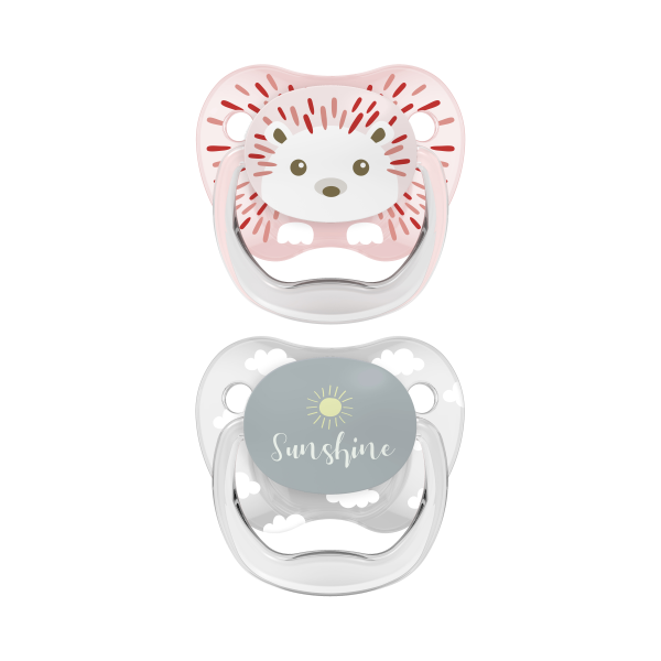 Dr Brown Ορθοδοντικές Πιπίλες Σιλικόνης PreVent 0-6m Ροζ/Γκρι