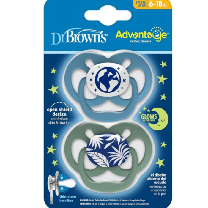 Dr. Brown's Advantage Night Πιπίλα Σιλικόνης Μπλε / Χακί 6-18m Dr. Brown's Advantage Night Πιπίλα Σιλικόνης Μπλε / Χακί 6-18m