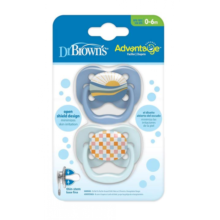 Dr. Brown's Advantage Πιπίλα Σιλικόνης Μπλε/Σιελ 0-6m 2τμχ