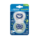 Dr. Brown's Πιπίλες Σιλικόνης Ωκεανός Λευκό-Μέντα Νυκτός με Θήκη για 0-6 μηνών 2τμχ