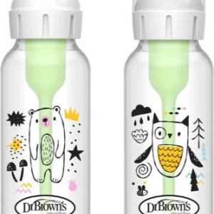Dr. Brown’s Πλαστικό Μπιμπερό με Στενό Λαιμό Options+Aρκούδα/Κουκουβάγια 2τμχ
